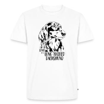 Aimé par un teckel à poil long Hundespruch Hunde - T-shirt Premium bio Homme - blanc - Devant - Nico (187cm)
