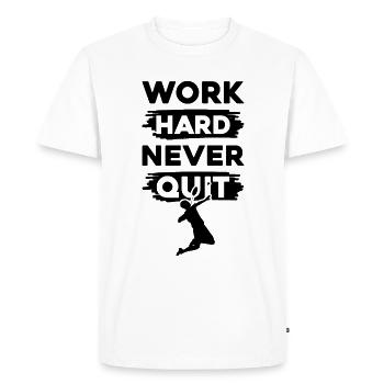 Le badminton travaille dur - T-shirt Premium bio Homme - blanc - Devant - Nico (187cm)