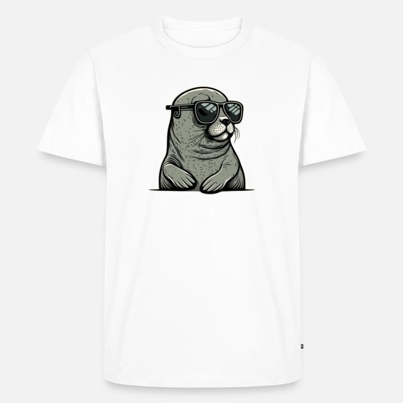 Robbe Robben Geschenk - Männer Premium Bio T-Shirt - Weiß