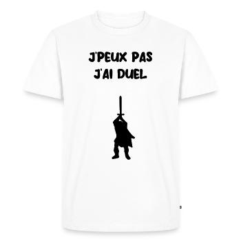 J’peux pas j’ai duel - T-shirt Premium bio Homme - blanc - Devant - Nico (187cm)