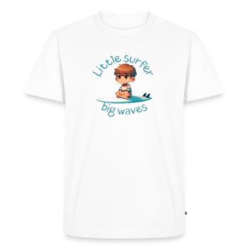 Petit surfeur, grosses vagues - T-shirt Premium bio Homme - blanc - Devant - Nico (187cm)