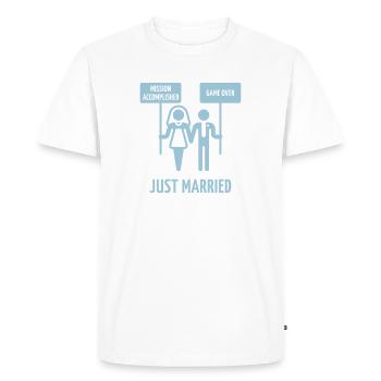 Just Married – Mission accomplie – Game Over - T-shirt Premium bio Homme - blanc - Devant - Nico (187cm)