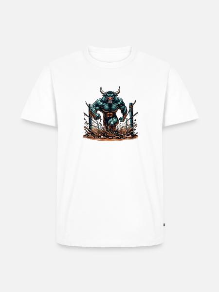 Kraftvoller Hindernislauf motivations Stier - Männer Premium Bio T-Shirt - Weiß