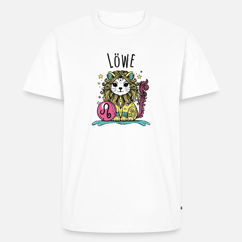 Löwe Katzen Sternzeichen - Sternbild Löwe - Männer Premium Bio T-Shirt - Weiß