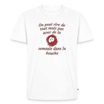 on peut rire de tout - T-shirt Premium bio Homme - blanc - Devant - Nico (187cm)