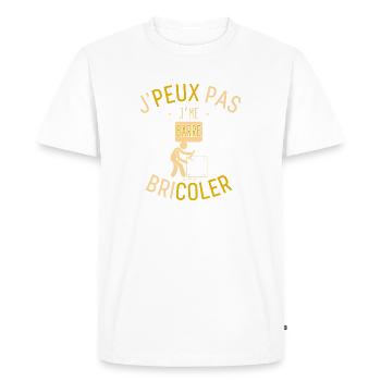 J'Peux Pas J'me Barre Bricoler - T-shirt Premium bio Homme - blanc - Devant - Nico (187cm)