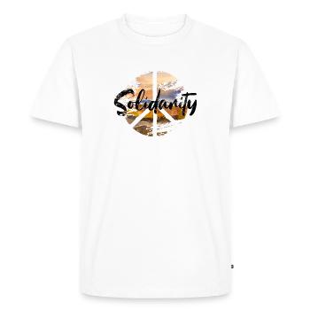 Peace woodstock Solidarity - Men's Premium Organic T-Shirt - white - Front - Nico (187cm)