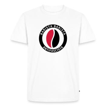 Barista Barista Antifascista - Männer Premium Bio T-Shirt - Weiß - Vorne - Nico (187cm)