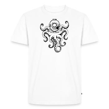 Poulpe avec casque de plongée - T-shirt Premium bio Homme - blanc - Devant - Nico (187cm)