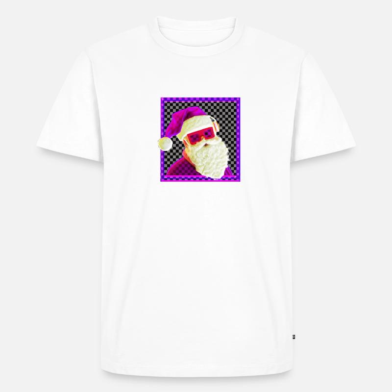 Santa Claus Synthwave - Männer Premium Bio T-Shirt - Weiß