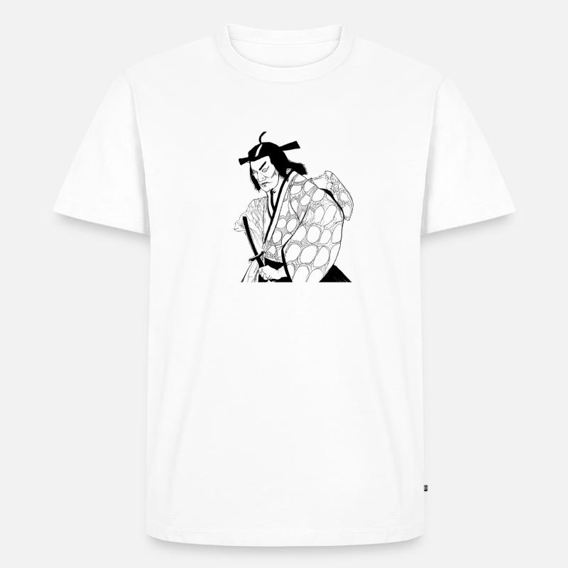 Samurai Ukiyo-e Style - Männer Premium Bio T-Shirt - Weiß