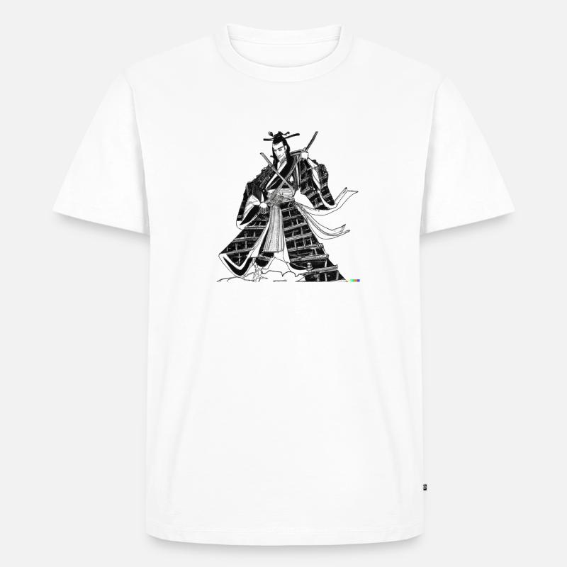 Samurai Ukiyo-e Style - Männer Premium Bio T-Shirt - Weiß