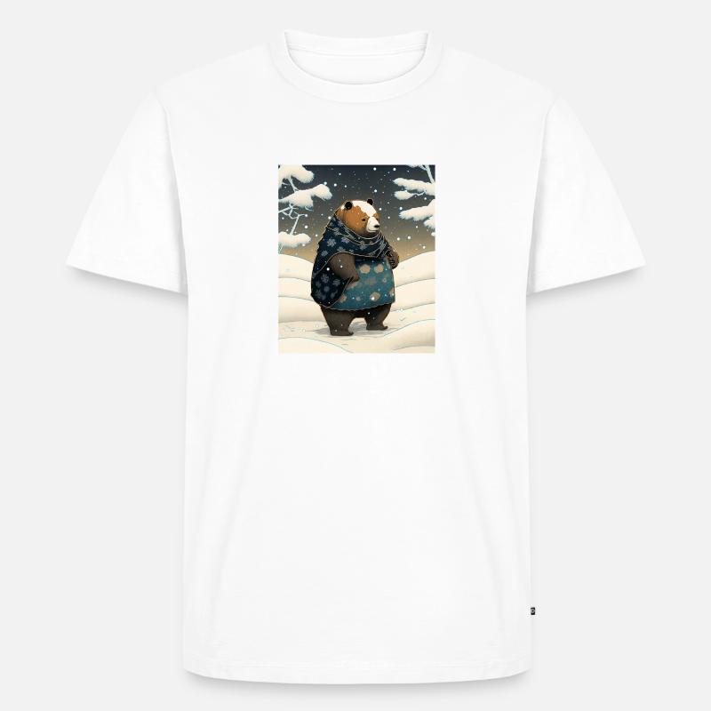 snow covered bear in ukiyo-e - Männer Premium Bio T-Shirt - Weiß
