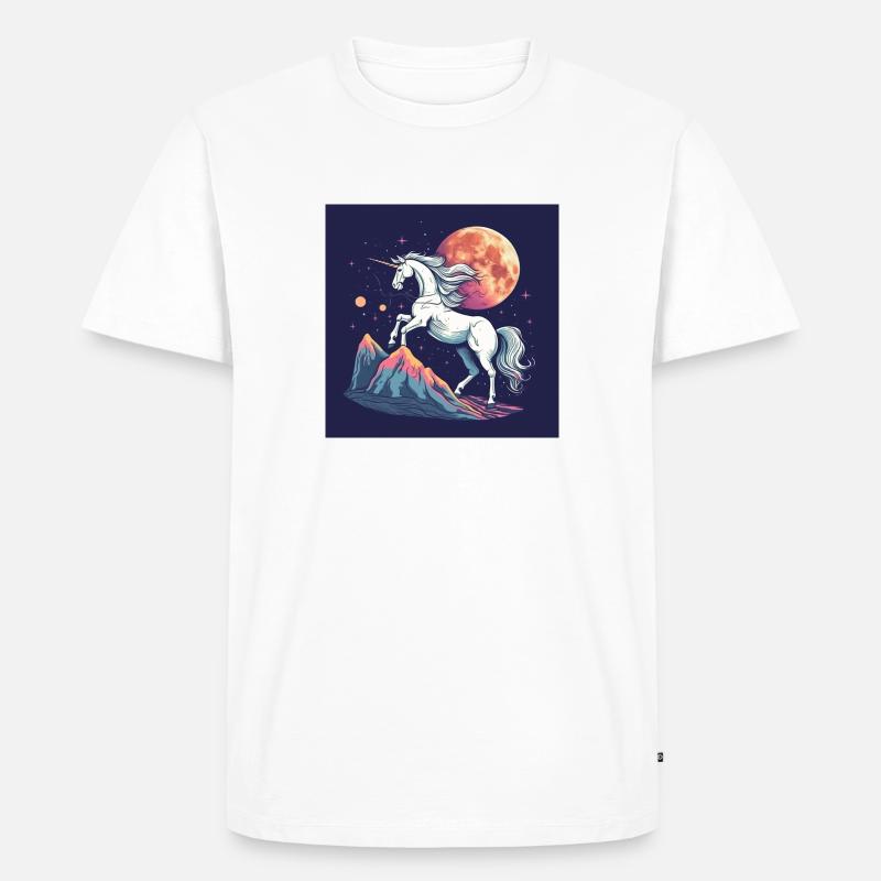 Retro Einhorn - Männer Premium Bio T-Shirt - Weiß
