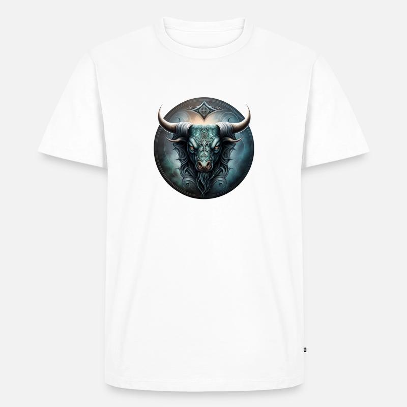 Geschnitzter Stier - Männer Premium Bio T-Shirt - Weiß