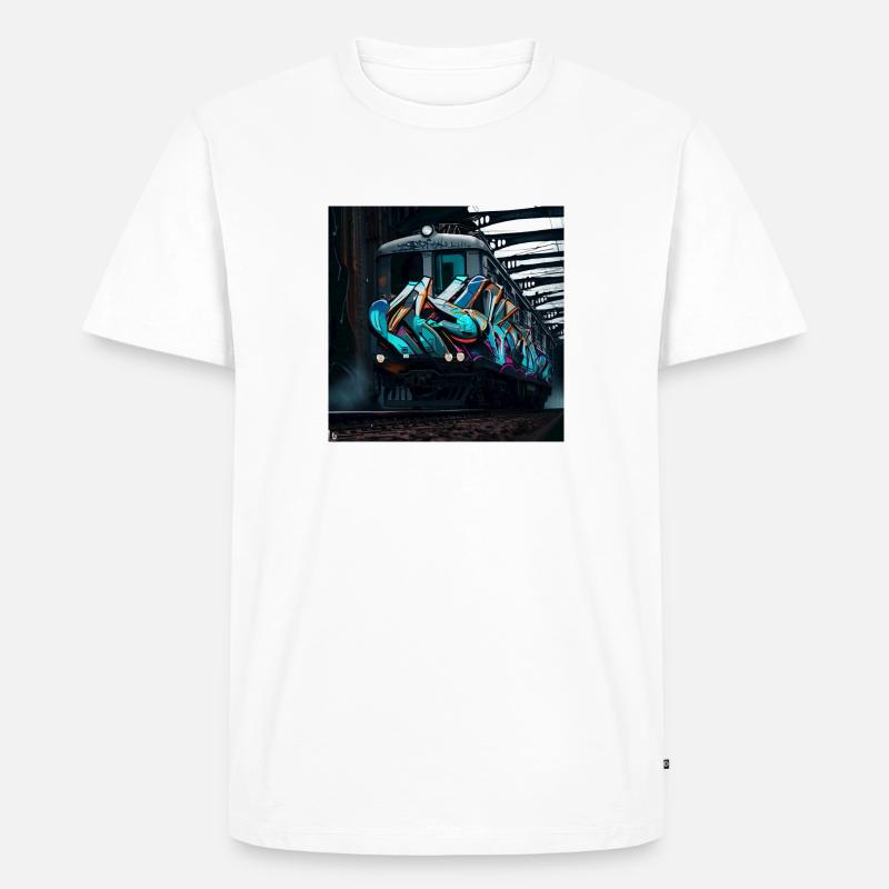 Graffiti Train Artwork - Männer Premium Bio T-Shirt - Weiß