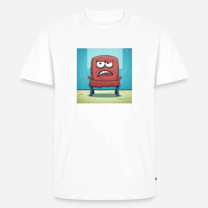 comic style grumpy chair - Männer Premium Bio T-Shirt - Weiß