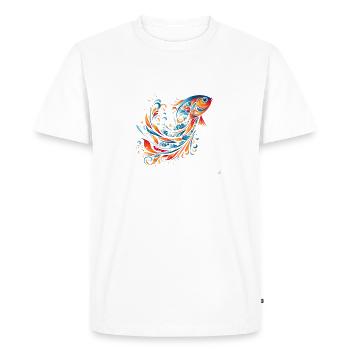 Motif abstrait de poisson pour le flair de l’océan estival - T-shirt Premium bio Homme - blanc - Devant - Nico (187cm)