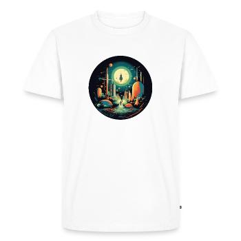 Rocket launch in retro cartoon style - Men's Premium Organic T-Shirt - white - Front - Nico (187cm)