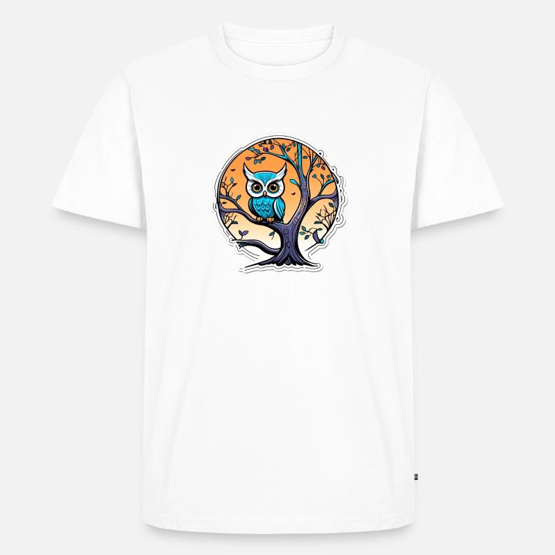 Neon-Eule - Männer Premium Bio T-Shirt - Weiß