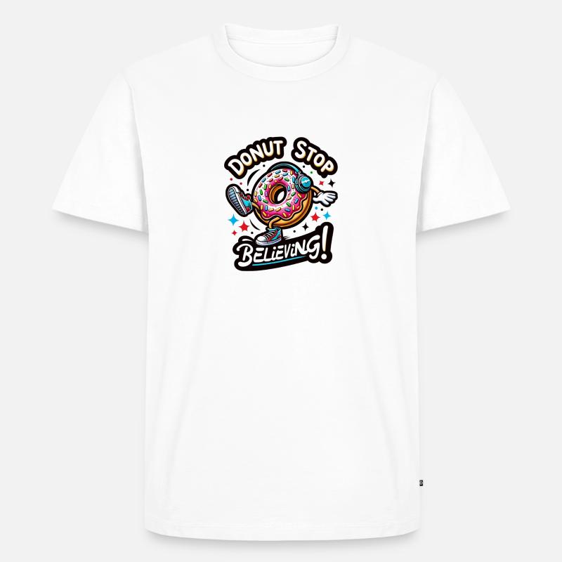Donut stop Believing - Männer Premium Bio T-Shirt - Weiß