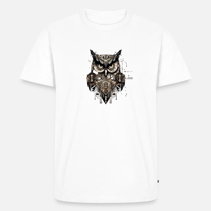 Geometrische Eule, Eulenkopf, - Männer Premium Bio T-Shirt - Weiß