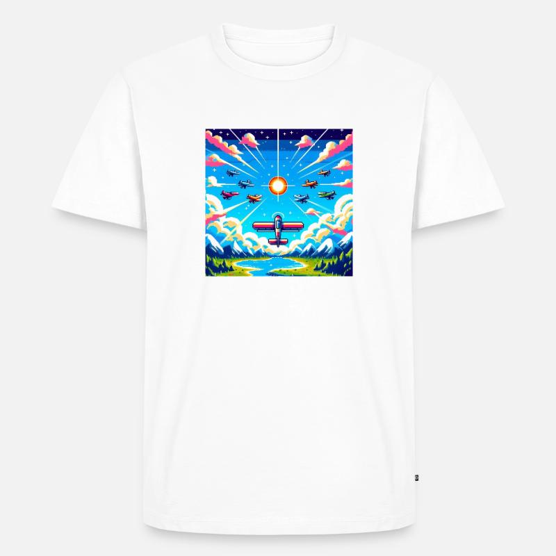 Retro Pixel flight simulator - Männer Premium Bio T-Shirt - Weiß