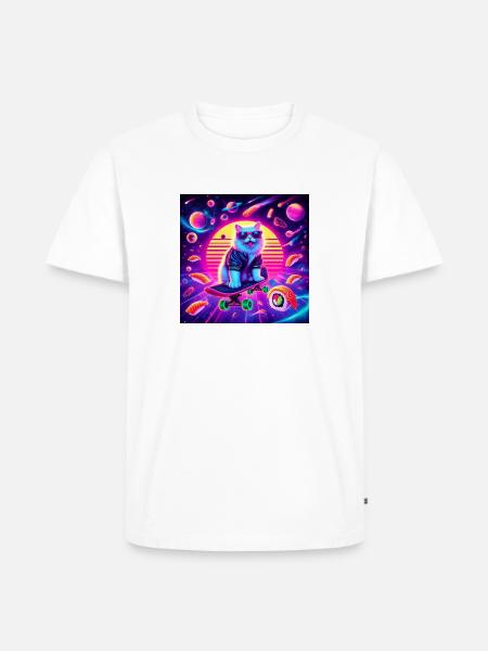 Cyberpunk Cat - Männer Premium Bio T-Shirt - Weiß