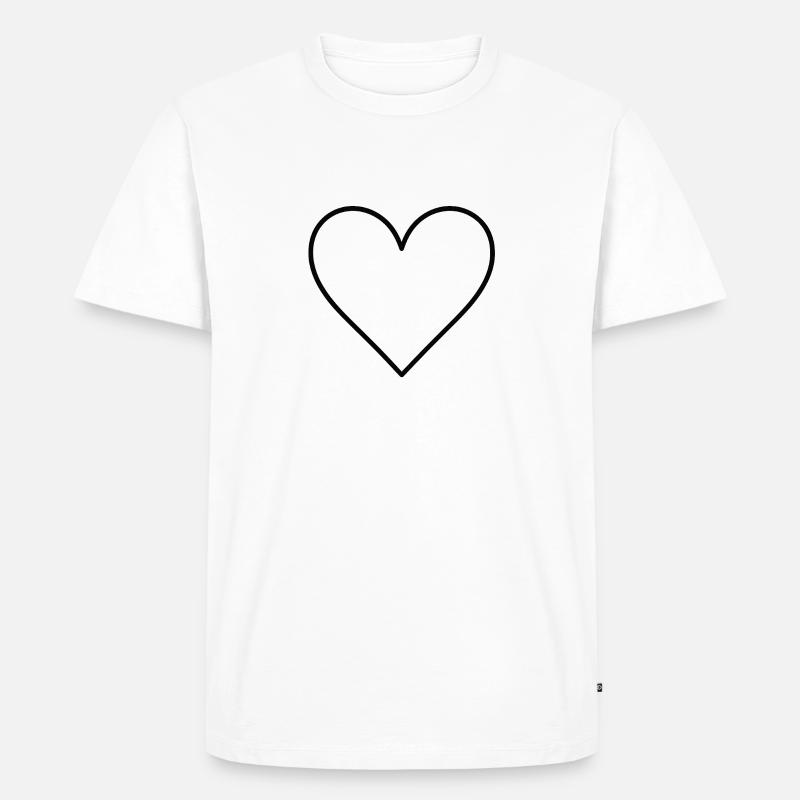 Basic Herz schwarz - Männer Premium Bio T-Shirt - Weiß