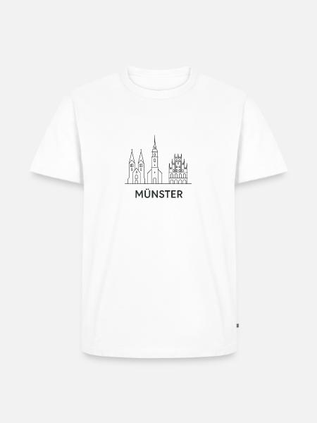 Münster Skyline – Line Art - Männer Premium Bio T-Shirt - Weiß