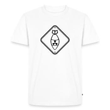 bouclier danger attention attention bombe atomique - T-shirt Premium bio Homme - blanc - Devant - Nico (187cm)