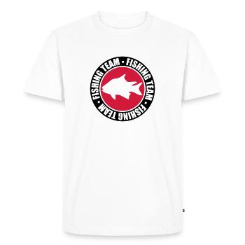 texte cercle rond timbre équipe de pêche sport logo ge - T-shirt Premium bio Homme - blanc - Devant - Nico (187cm)