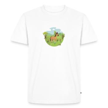 Poney de cheval sur le pré de fleurs fille femmes bébés - T-shirt Premium bio Homme - blanc - Devant - Nico (187cm)