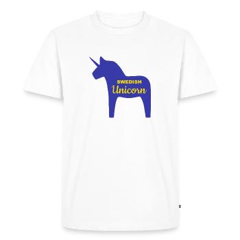 Licorne Suédoise | Cheval de bois licorne suédoise - T-shirt Premium bio Homme - blanc - Devant - Nico (187cm)