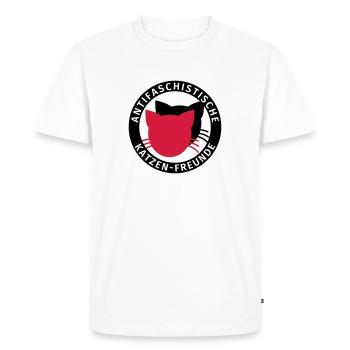 Antifa Logo Humor Antifaschistische Katzen-Freunde - Männer Premium Bio T-Shirt - Weiß - Vorne - Nico (187cm)