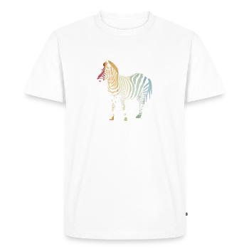 Colorful stripe zebra - Men's Premium Organic T-Shirt - white - Front - Nico (187cm)