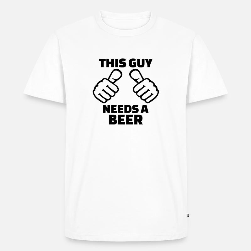 This guy needs a beer - Männer Premium Bio T-Shirt - Weiß