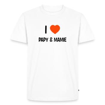 I Love Papy & Mamie - T-shirt Premium bio Homme - blanc - Devant - Nico (187cm)
