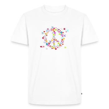 Blumenkinder Frieden / flower power peace (DDP) - Men's Premium Organic T-Shirt - white - Front - Nico (187cm)