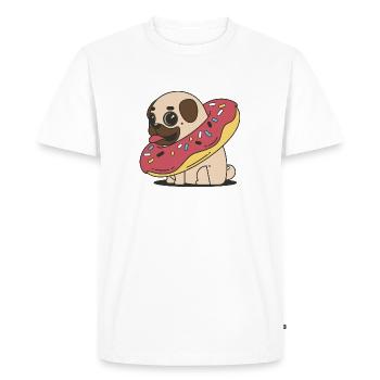 Un gros carlin sucré dans un beignet - T-shirt Premium bio Homme - blanc - Devant - Nico (187cm)