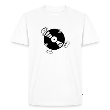 vinyl round circle plate dj hang up party music fe - Men's Premium Organic T-Shirt - white - Front - Nico (187cm)