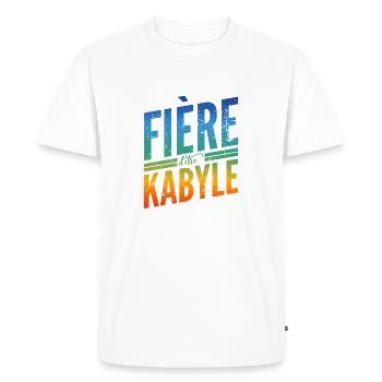 Fière d'être Kabyle - T-shirt Premium bio Homme - blanc - Devant - Nico (187cm)