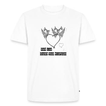 L’amour plus haut que les montagnes - T-shirt Premium bio Homme - blanc - Devant - Nico (187cm)