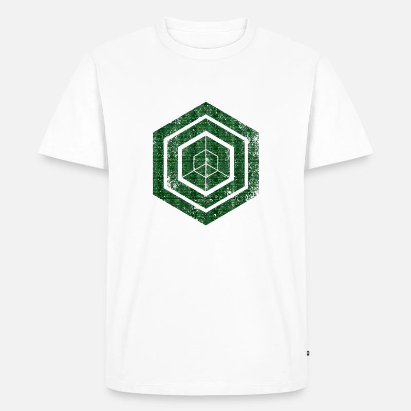 hexagon programming programmer coding geometric - Men's Premium Organic T-Shirt - white