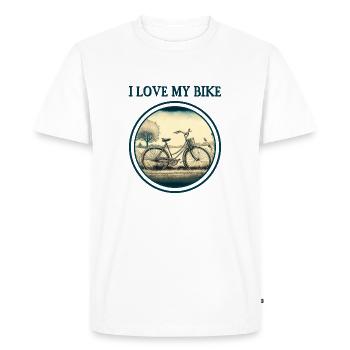 J’aime mon vélo - T-shirt Premium bio Homme - blanc - Devant - Nico (187cm)