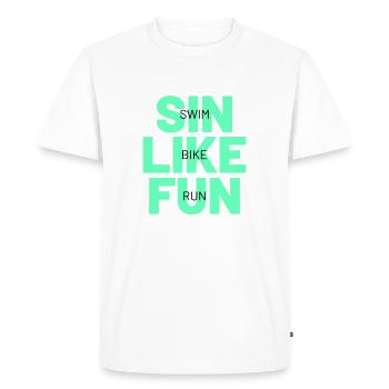 Le TRIATHLON pèche comme le plaisir - T-shirt Premium bio Homme - blanc - Devant - Nico (187cm)