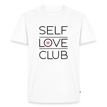 Club d’amour de soi - T-shirt Premium bio Homme - blanc - Devant - Nico (187cm)