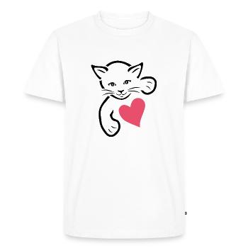 Chaton mignon avec du coeur - T-shirt Premium bio Homme - blanc - Devant - Nico (187cm)