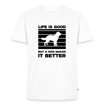 La vie du chien est bonne - T-shirt Premium bio Homme - blanc - Devant - Nico (187cm)