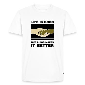 Dog Life is Good Paw - Men's Premium Organic T-Shirt - white - Front - Nico (187cm)